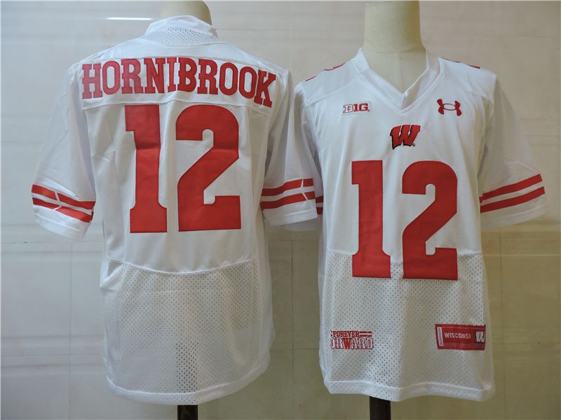 Men Wisconsin Badgers #12 Hornibrook White Elite 2025 NCAA Jersey->ncaa teams->NCAA Jersey
